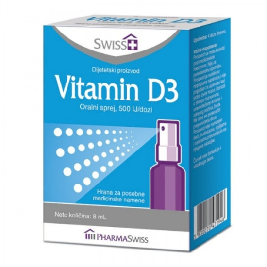 Swiss+ Vit D3 oral sprej 500ij