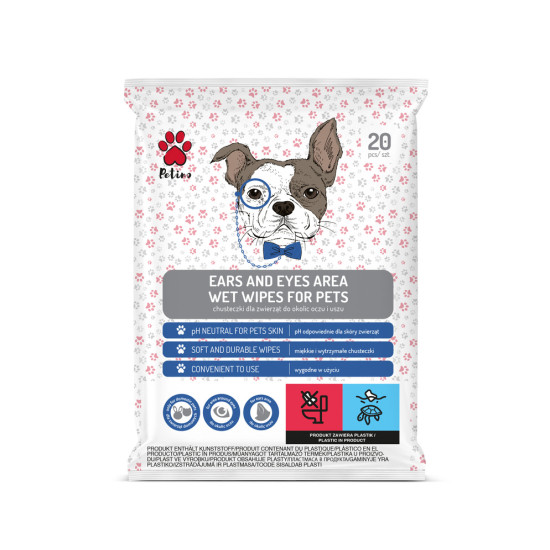 Petino Vlažne maramice za područje oko očiju i ušiju za kućne ljubimce 20kom