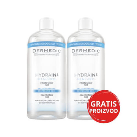 Hydrain3 micelarna voda 500 ml 1+1 GRATIS
