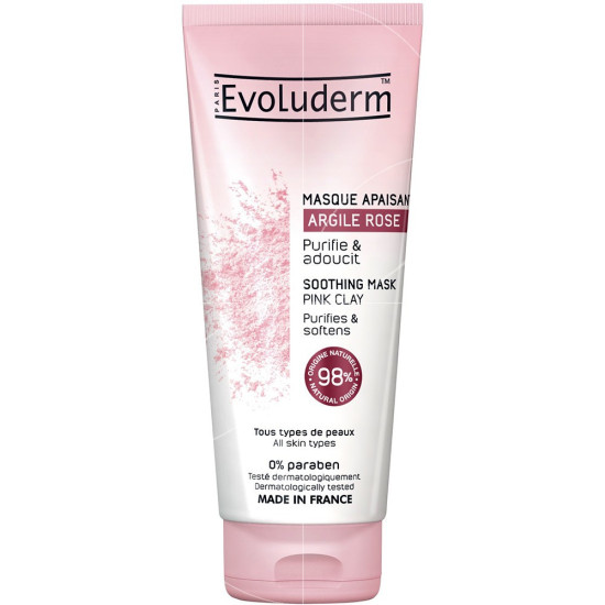 Evoluderm - Umirujuća maska ​​za lice - Ružičasta glina 100ml