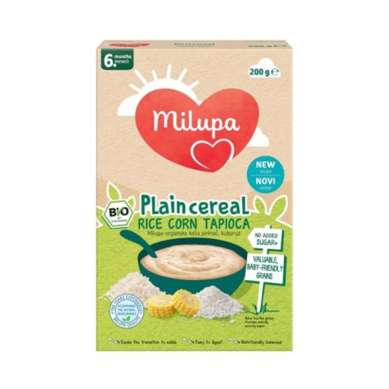 Milupa organic rice corn tapioca 200gr 6+m